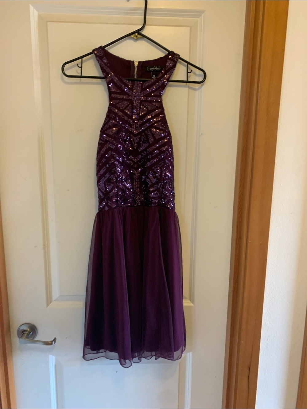 Speechless Purple Sequin Mini Dress with Mesh Skirt